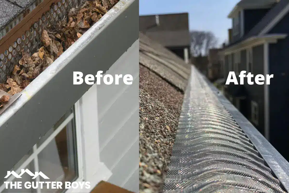 before and after gutter guard installation