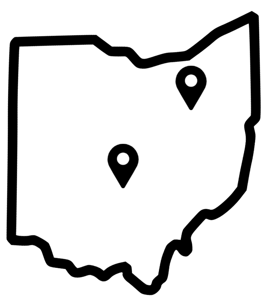 black outline of the state of Ohio